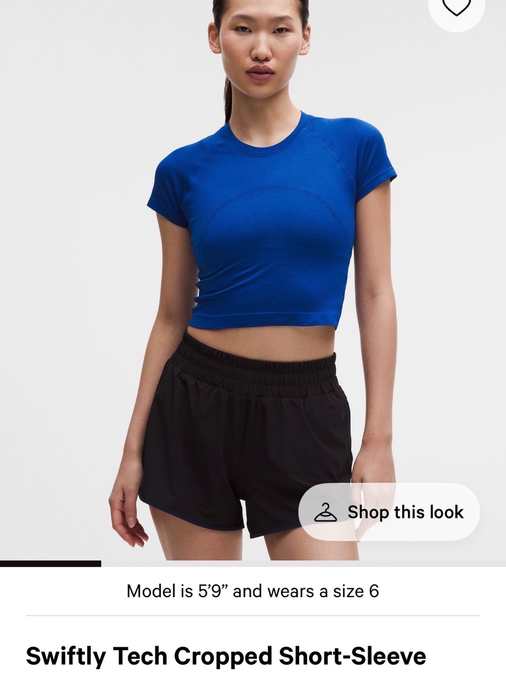 lululemon athletica Blue Swiftly Tech Cropped Short-Sleeve Top